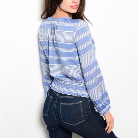 Blue & White Peasant Top - Picture 2 of 6